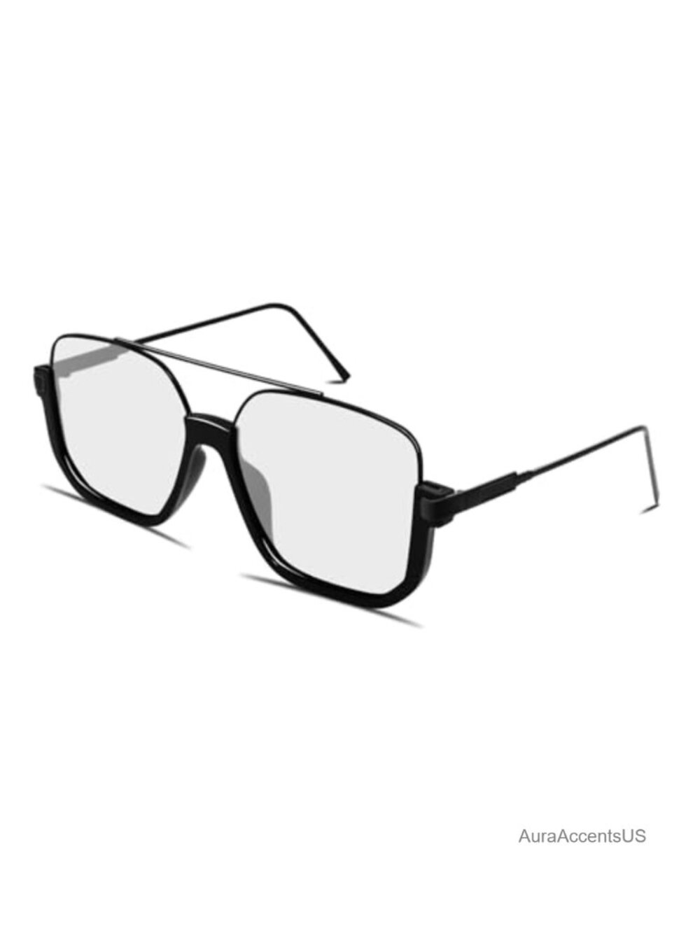 Oversized Square Semi-Rimless Aviator Sunglasses UV400 Retro 70s